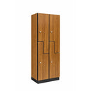 Alpine 701-Z-O-2-SPO-MK 2-Tier Z-Style Wood Locker with End Panel, Double Column, Oak