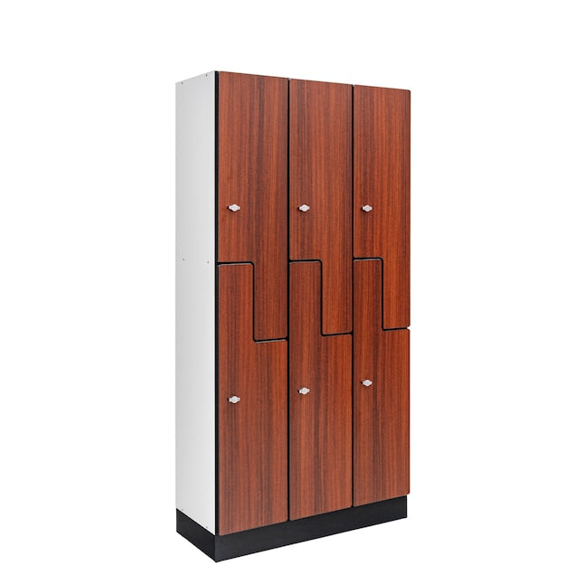 Alpine ALP701-Z-W-3 2-Tier Z-Style Locker, Triple Column, Walnut