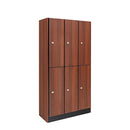 Alpine 701-W-3-SPW-MK 2-Tier Wood Locker with End Panel, Triple Column, Walnut