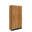 Alpine 701-Z-O-3-SPO-MK 2-Tier Z-Style Wood Locker with End Panel, Triple Column, Oak