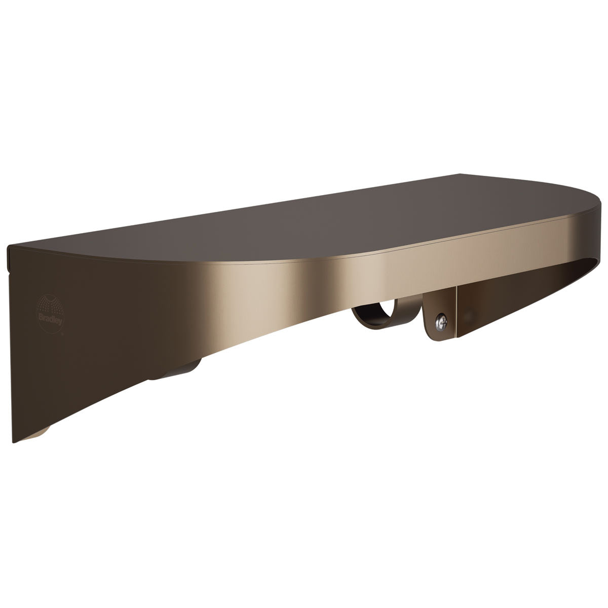 Bradley Elvari Series Shelf, Stainless Satin, 20 Gauge w/ Hooks, 5" X 12" - 7B2-0051296-BZ, Brushed Bronze