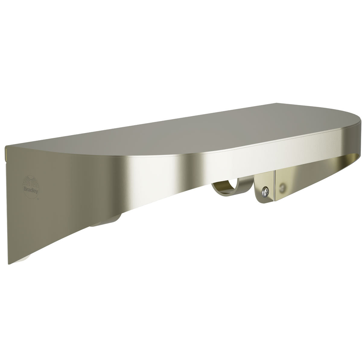 Bradley Elvari Series Shelf, Stainless Satin, 20 Gauge w/ Hooks, 8" X 18" - 7B2-0081896-BN, Brushed Nickel
