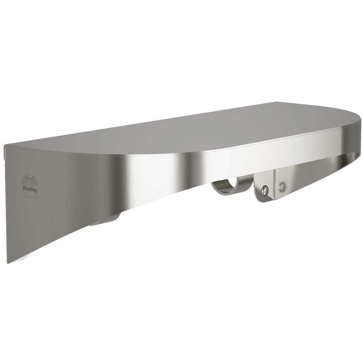 Bradley Elvari Series Shelf, Stainless Satin, 20 Gauge w/ Hooks, 5" X 24" - 7B2-0052496-BS, Brushed Stainless