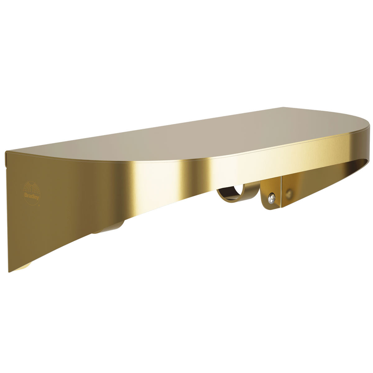 Bradley Elvari Series Shelf, Stainless Satin, 20 Gauge w/ Hooks, 8" X 18" - 7B2-0081896-BR, Brushed Brass