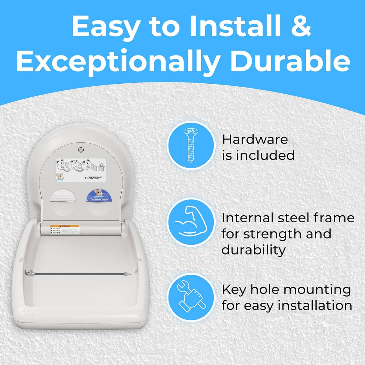 Koala Kare KB301-05 White Granite Vertical Baby Changing Station, Surface-Mounted