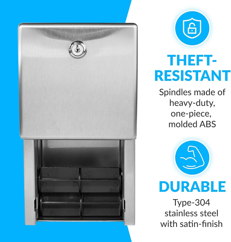 Bobrick B-2888 Commercial Toilet Paper Dispenser, Surface-Mounted, Stainless Steel w/ Satin Finish