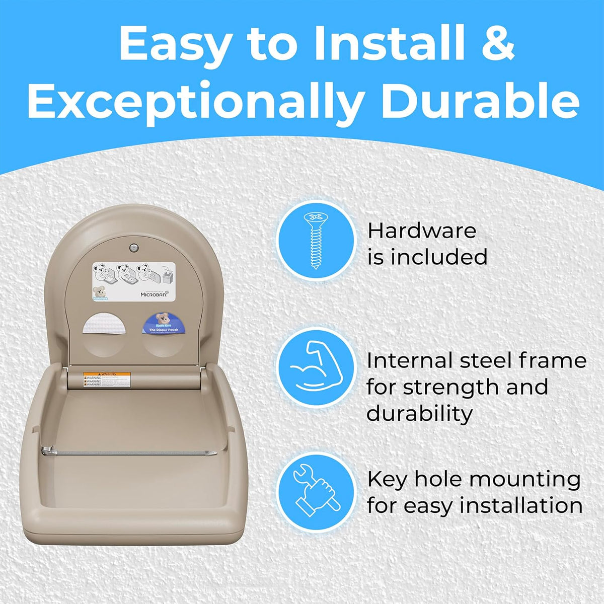 Koala Kare KB301-00 Beige Vertical Baby Changing Station, Surface-Mounted