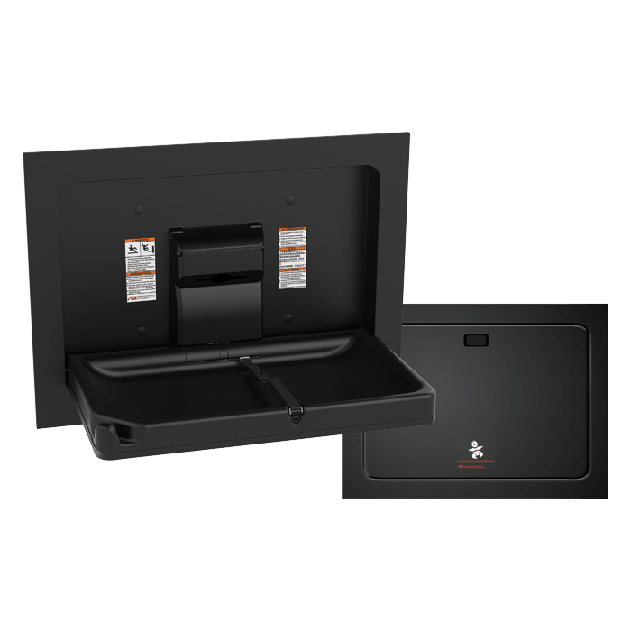 ASI 9018-41 Baby Changing Station, Recessed - Stainless Steel, Matte Black