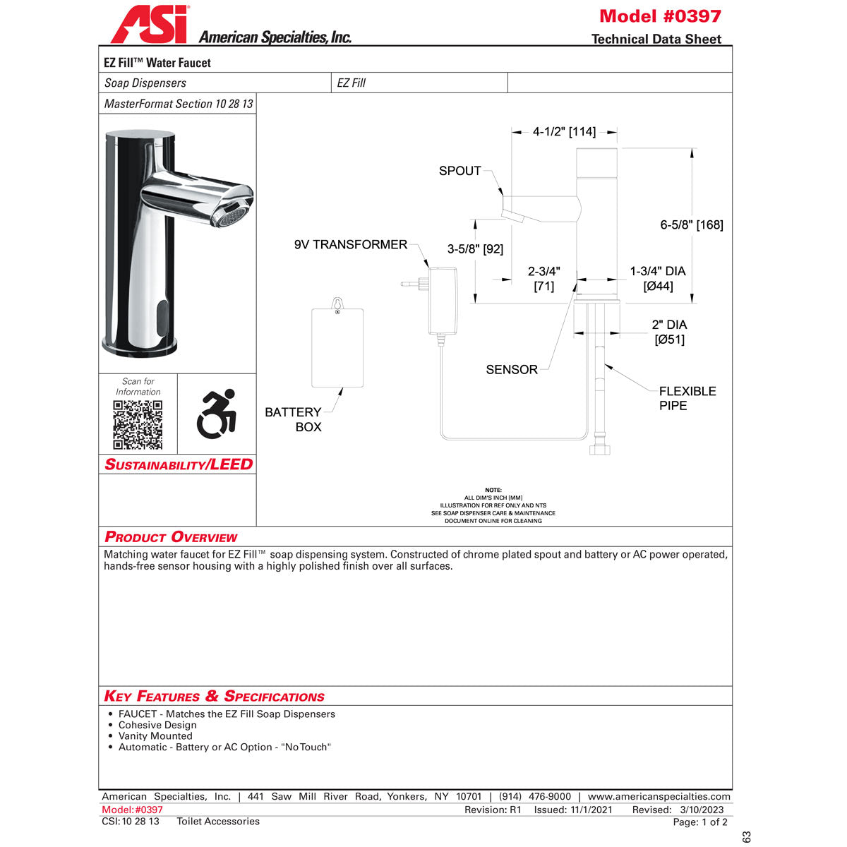 ASI 0397-1AC EZ Fill - Water Faucet - (AC Plug In) - Polished Finish ...