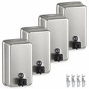 Bobrick B-2111 Commercial Soap Dispenser 4-Pack - four satin stainless steel manual-push dispensers, 40 oz each