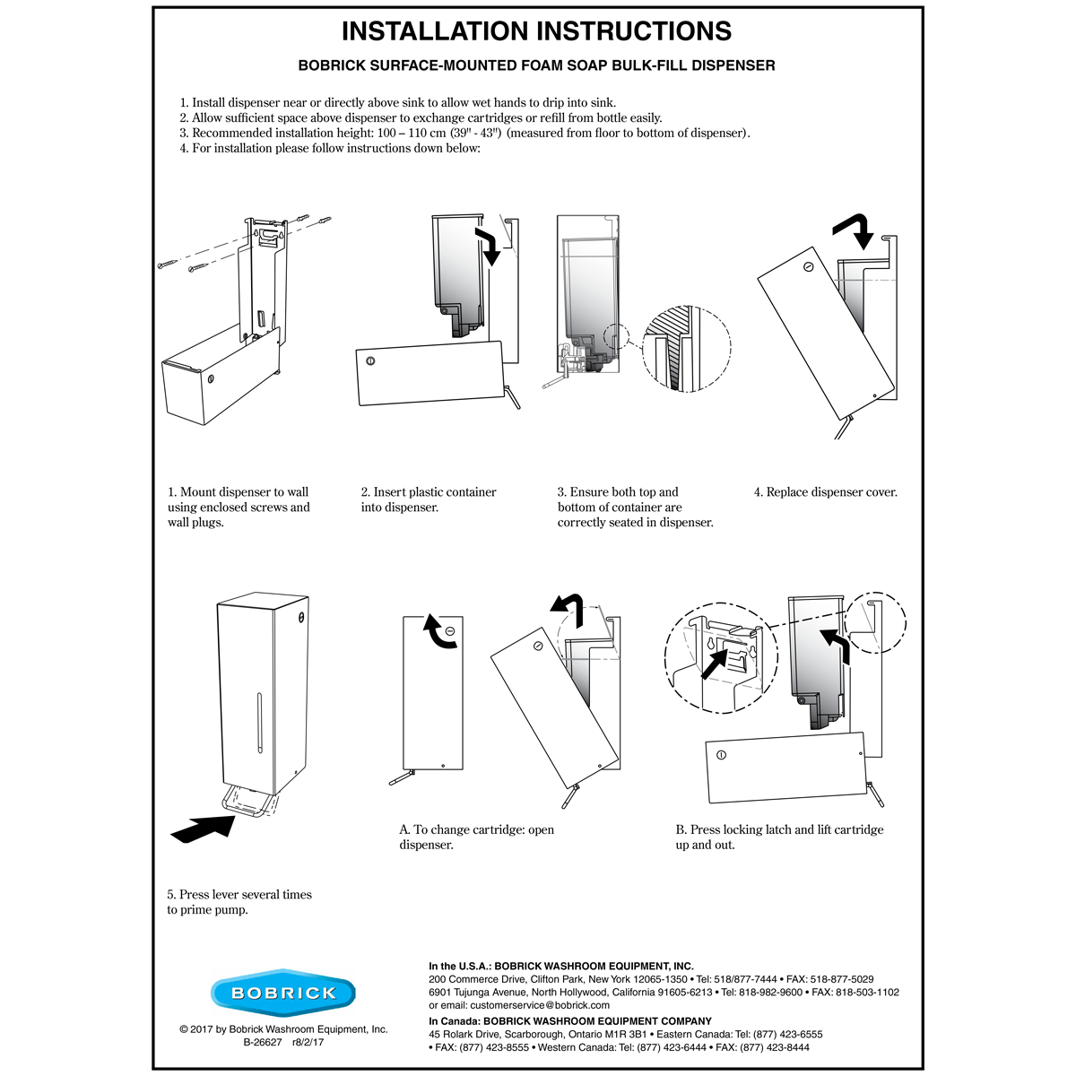 Bobrick B-26627 Surface-Mounted Foam Soap Dispenser