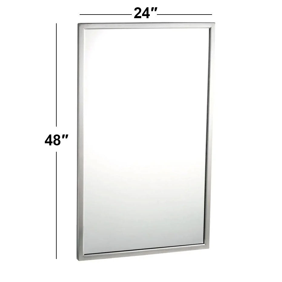 Bobrick B-290 2448 (24 x 48) Welded-Frame Mirror, 24"W x 48”H