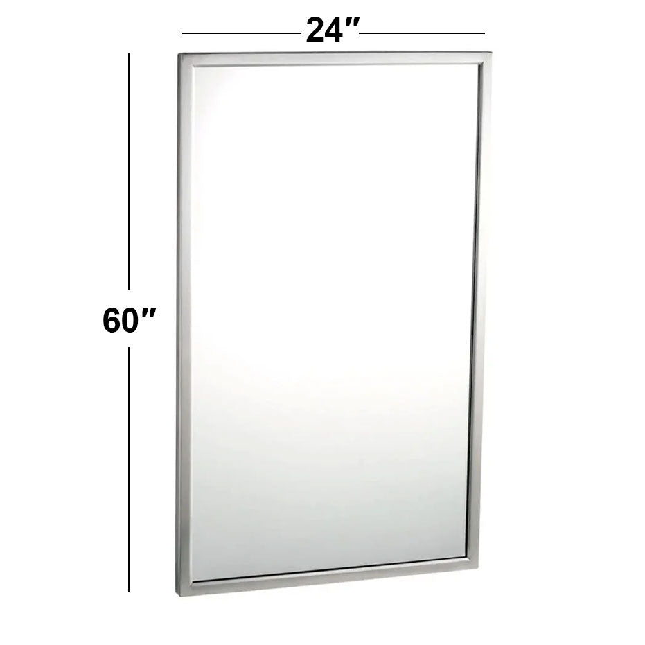 Bobrick B-290-2460 (24 x 60) Welded-Frame Mirror, 24"W x 60"H