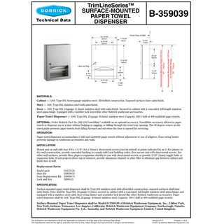 Bobrick B-359039.MBLK Matte Black Towel Dispenser, Surface Mounted