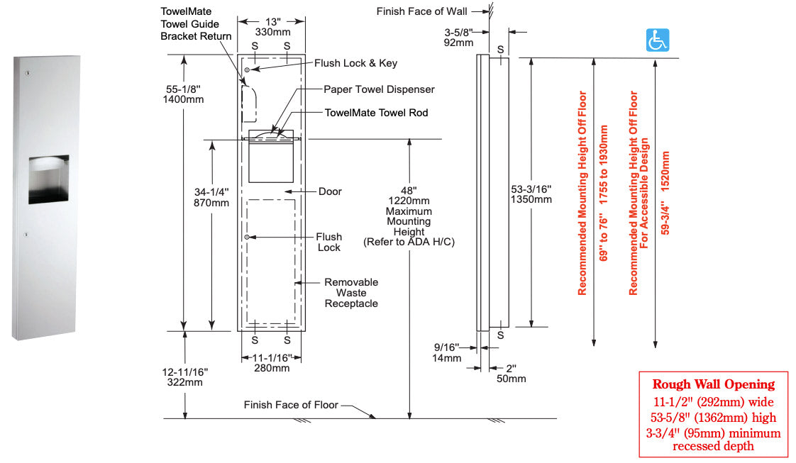 Bobrick B-38032.MBLK Matte Black 38032