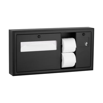 Bobrick 30929.MBLK Surface-Mounted Toilet Tissue, Seat-Cover Dispenser and Waste Disposal, Right Side, Matte Black