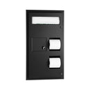 Bobrick 357.MBLK Partition-Mounted Seat Cover Dispenser Napkin Disposal, 0.8-Gal. Dual-Roll Toilet Tissue Dispenser, Matte Black