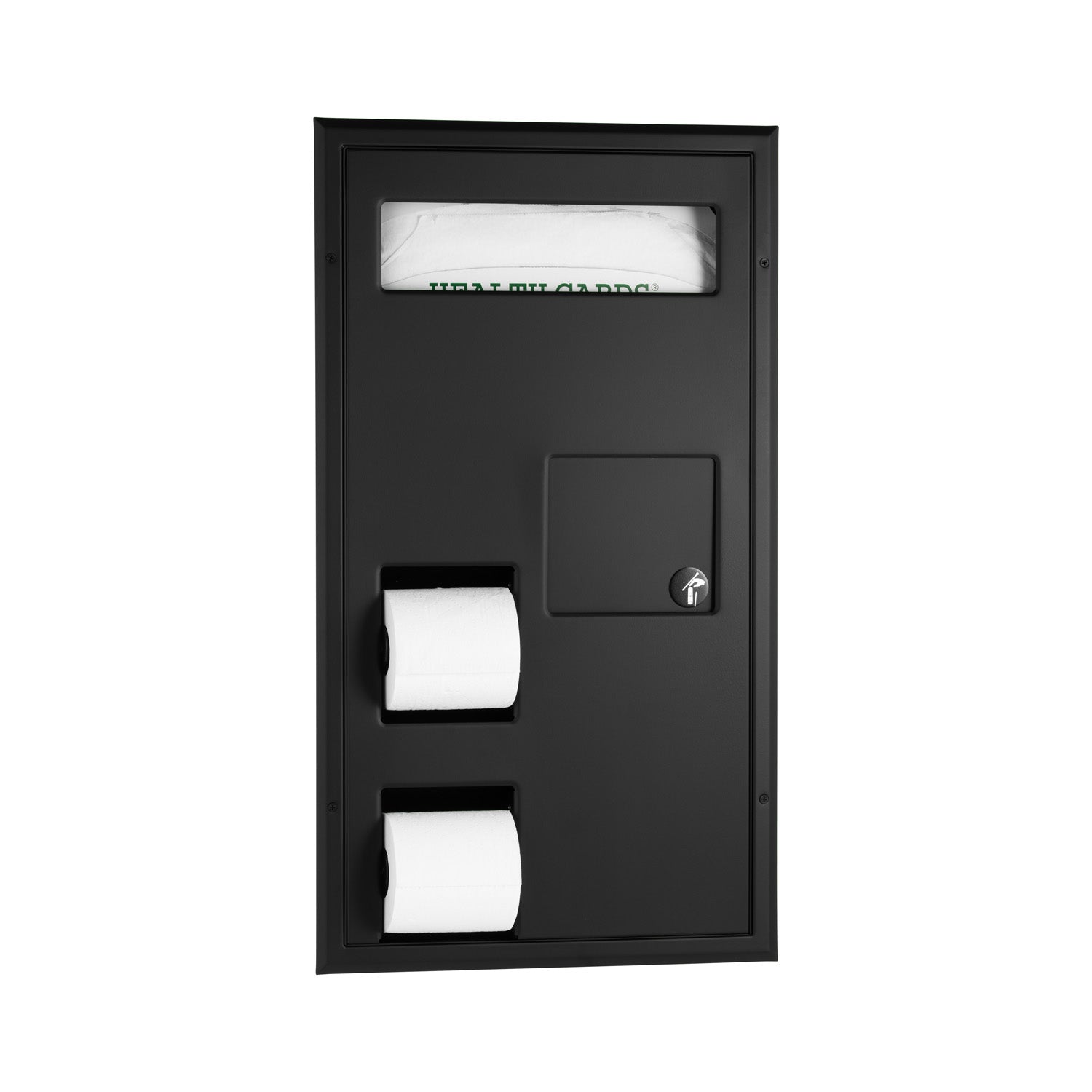 Bobrick 3571.MBLK Partiton-Mounted Seat Cover Dispenser Disposal, 0.8-Gal. Toilet Tissue Dispenser - Accessible Design, Matte Black