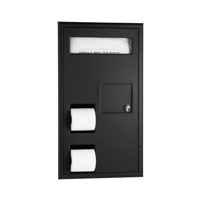 Bobrick 3571.MBLK Partiton-Mounted Seat Cover Dispenser Disposal, 0.8-Gal. Toilet Tissue Dispenser - Accessible Design, Matte Black