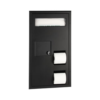 Bobrick 35715.MBLK Partiton-Mounted Seat Cover Dispenser Disposal, 0.8-Gal. Toilet Tissue Dispenser - Accessible Design, Matte Black