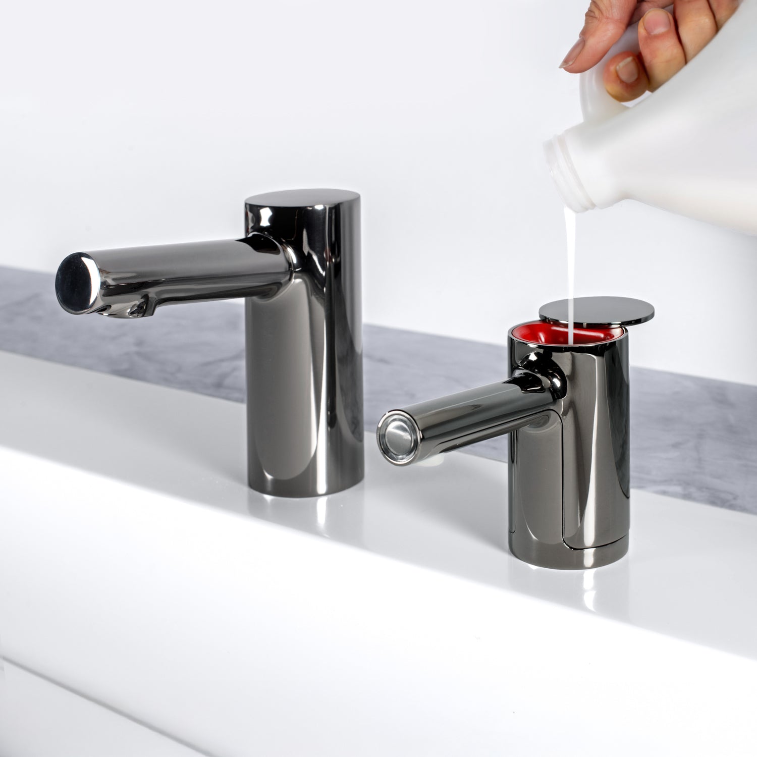 Bobrick B-991 Fino Top-Fill Liquid Soap Dispenser - Polished Graphite (Cylindrical Style)