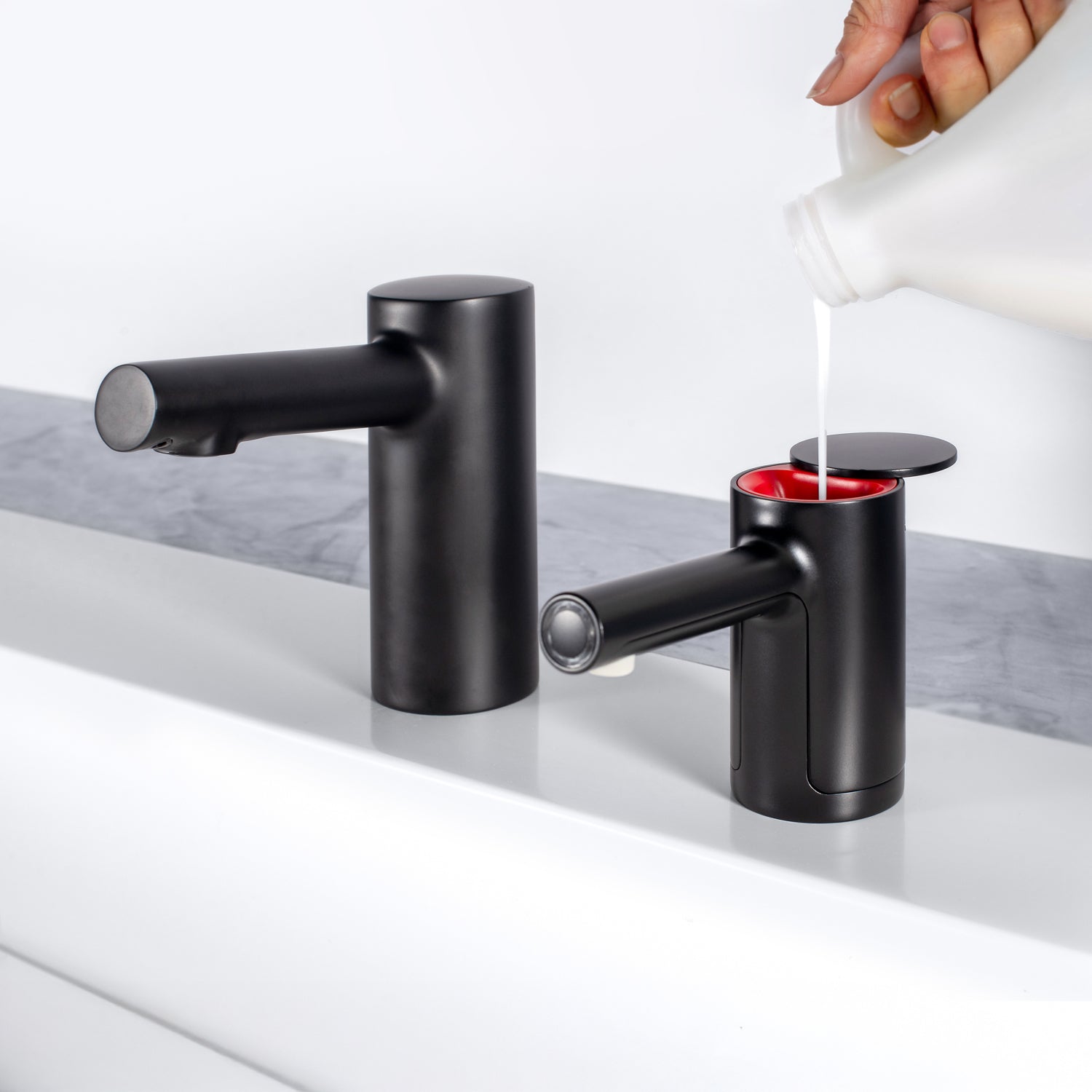 Bobrick B-992 Fino Top-Fill Liquid Soap Dispenser - Matte Black (Cylindrical Style)