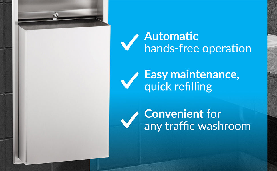 Bobrick B-3974 Automatic Combination Commercial Paper Towel Dispenser/Waste Receptacle, Recessed-Mounted, Stainless Steel
