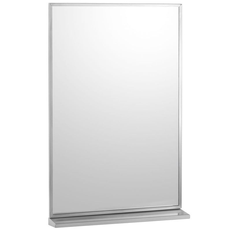 Bobrick B-166 1836 (18 x 36) Public Restroom Mirror Shelf, Channel Frame, 18" W x 36" H, Stainless Steel w/ Bright-Polished Finish