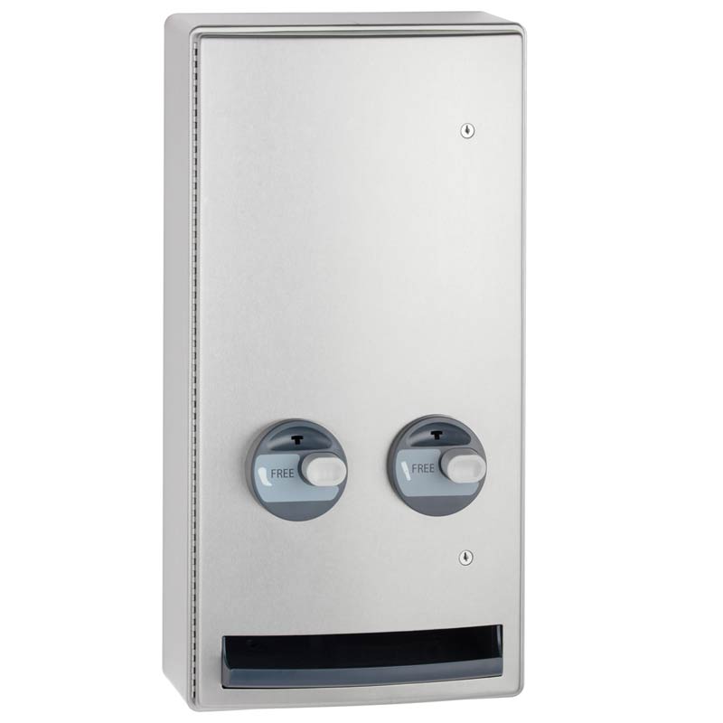Bobrick B-4706C Commercial Restroom Sanitary Napkin/ Tampon Dispenser, Free-Operated, Recessed-Mounted, Stainless Steel
