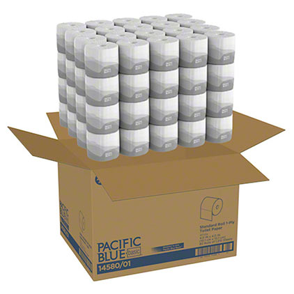 Georgia Pacific One-Ply Bathroom Tissue, Septic Safe, 1-Ply, White, 1210 Sheets/Roll, 80 Rolls/Carton - GPC1458001