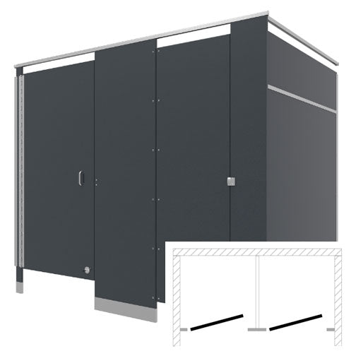 Bradley Toilet Partition (Phenolic) 2 Between Wall (72" W x 61-1/4" D) BW23660-PBC