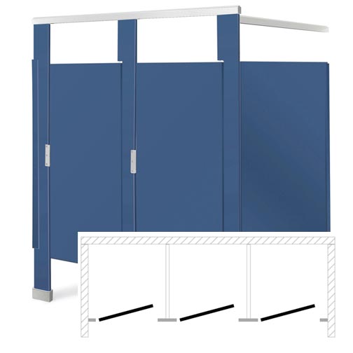 Bradley Toilet Partition (Plastic) 3 Between Wall (108"W x 61-1/4"D) BW33660