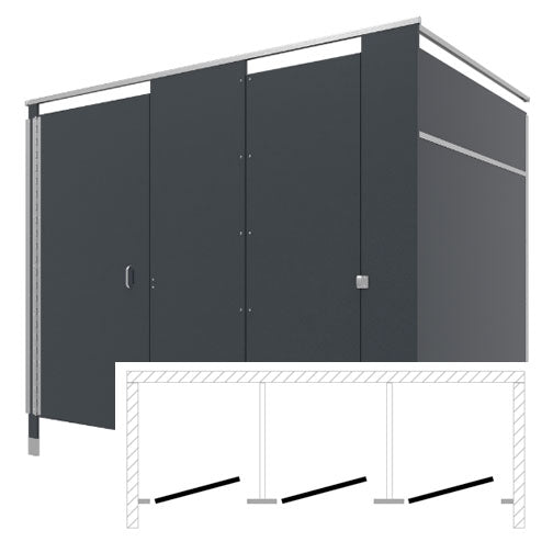Bradley Toilet Partition (Phenolic) 3 Between Wall (108" W x 61-1/4" D) BW33660-PBC