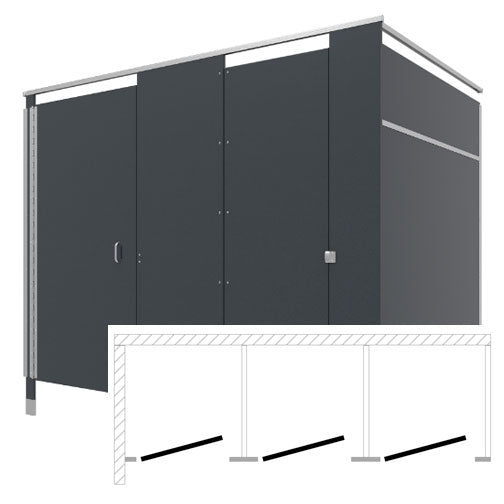 Bradley Toilet Partition (Phenolic) 3 In Corner (108" W x 61-1/4" D) IC33660-PBC