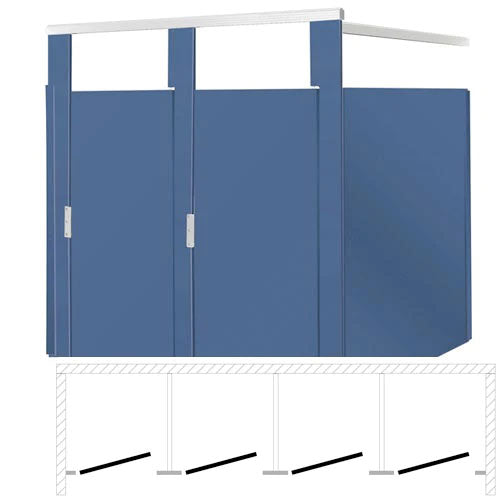 Bradley Toilet Partition (Plastic) 4 Between Wall (144"W x 61-1/4"D) BW4366