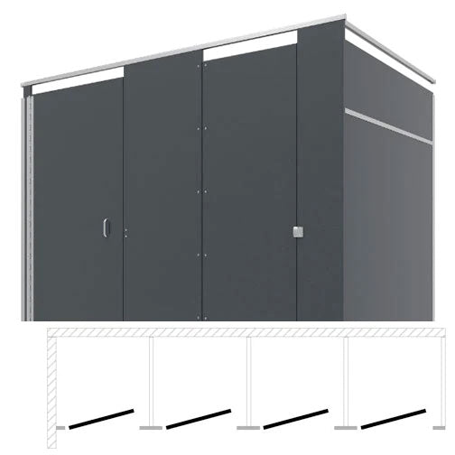 Bradley Toilet Partition (Phenolic) 4 In Corner Compartments (144" W x 61-1/4" D) IC43660-PBC