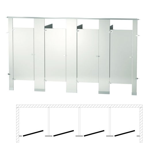 Bradley Toilet Partition (Metal) 4 Between Wall (144" W x 61-1/4" D) - BW43660