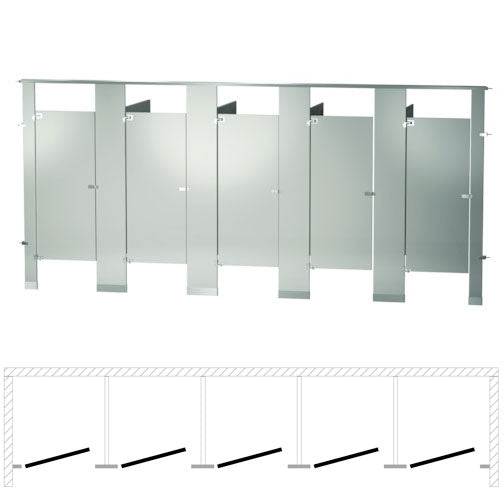 Bradley Toilet Partition (Metal) 5 Between Wall (180" W x 61-1/4" D) BW53660