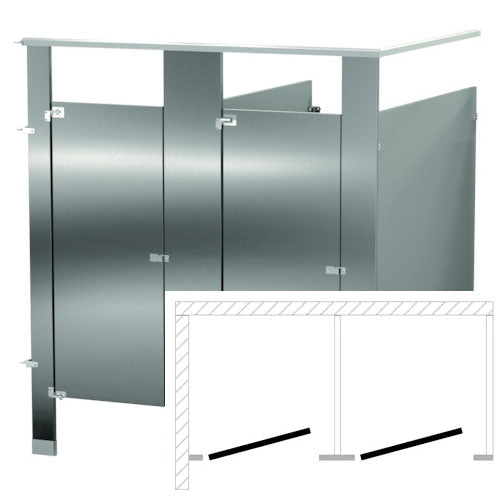 Bradley Toilet Partition (Stainless Steel) 2 In Corner (72"W x 61-1/4"D) IC23660