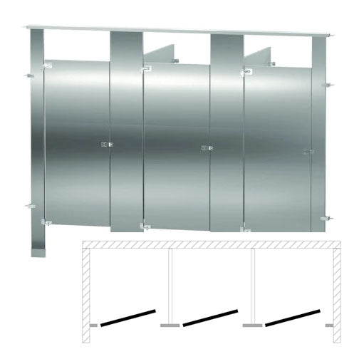 Bradley Stall (Stainless Steel) 3 Between Wall (108"W x 61-1/4"D) - BW33660