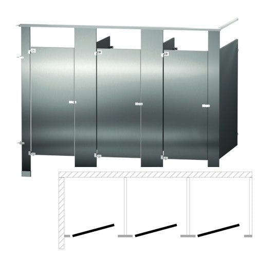 Bradley Toilet Partition (Stainless Steel) 3 In Corner (108"W x 61-1/4"D) - IC33660
