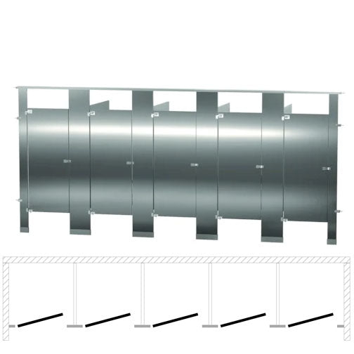 Bradley Toilet Partition (Stainless Steel) 5 Between Wall (180