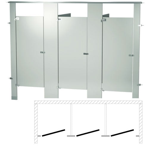 Bradley Toilet Partition (Metal) 3 Between Wall (108" W x 61-1/4" D) - BW33660
