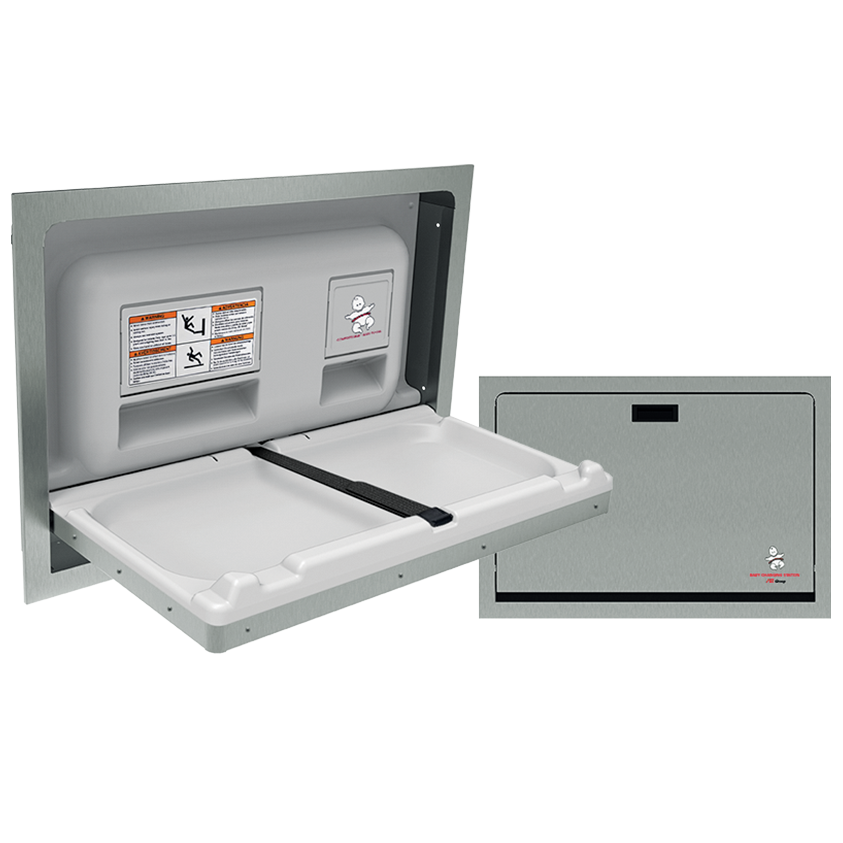 ASI 9013 Baby Changing Station, Recessed-Mounted, Stainless Steel