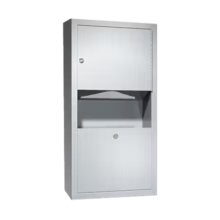 ASI 0462-AD-9 Combination Commercial Paper Towel Dispenser/Waste Receptacle, Surface-Mounted, Stainless Steel