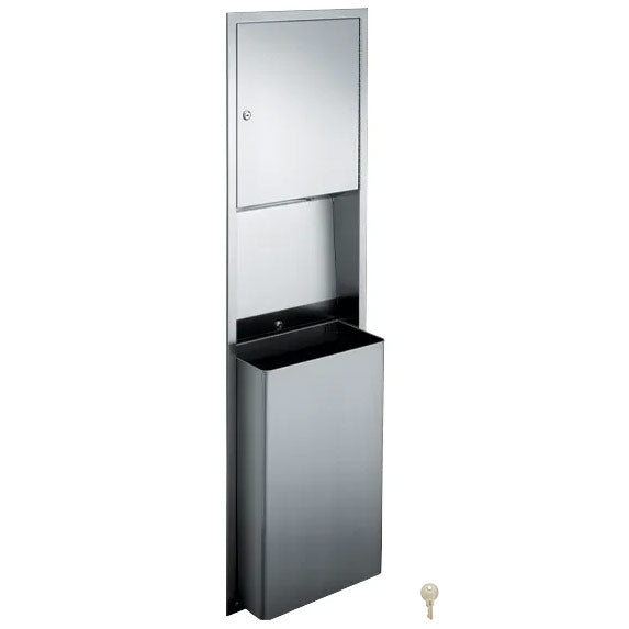 ASI 0469 Combination Commercial Paper Towel Dispenser/Waste Receptacle, Recessed-Mounted, Stainless Steel