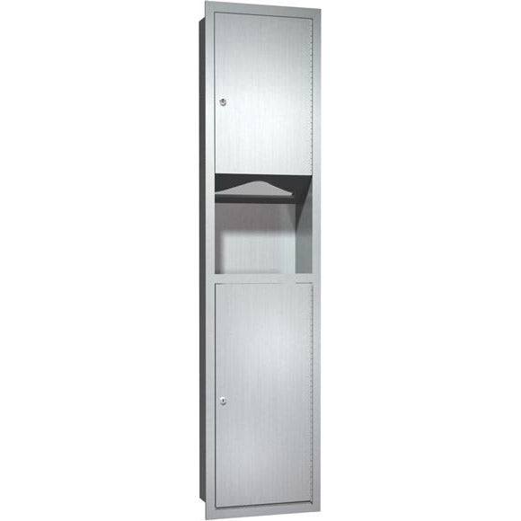 ASI 0467-2 Combination Commercial Paper Towel Dispenser/Waste Receptacle, Semi-Recessed-Mounted, Stainless Steel