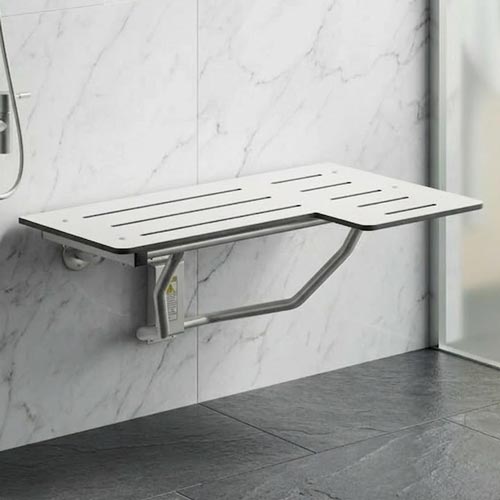 Bobrick B-5181 Reversible Folding Restroom Shower Seat, 360 lb Load Capacity, Phenolic