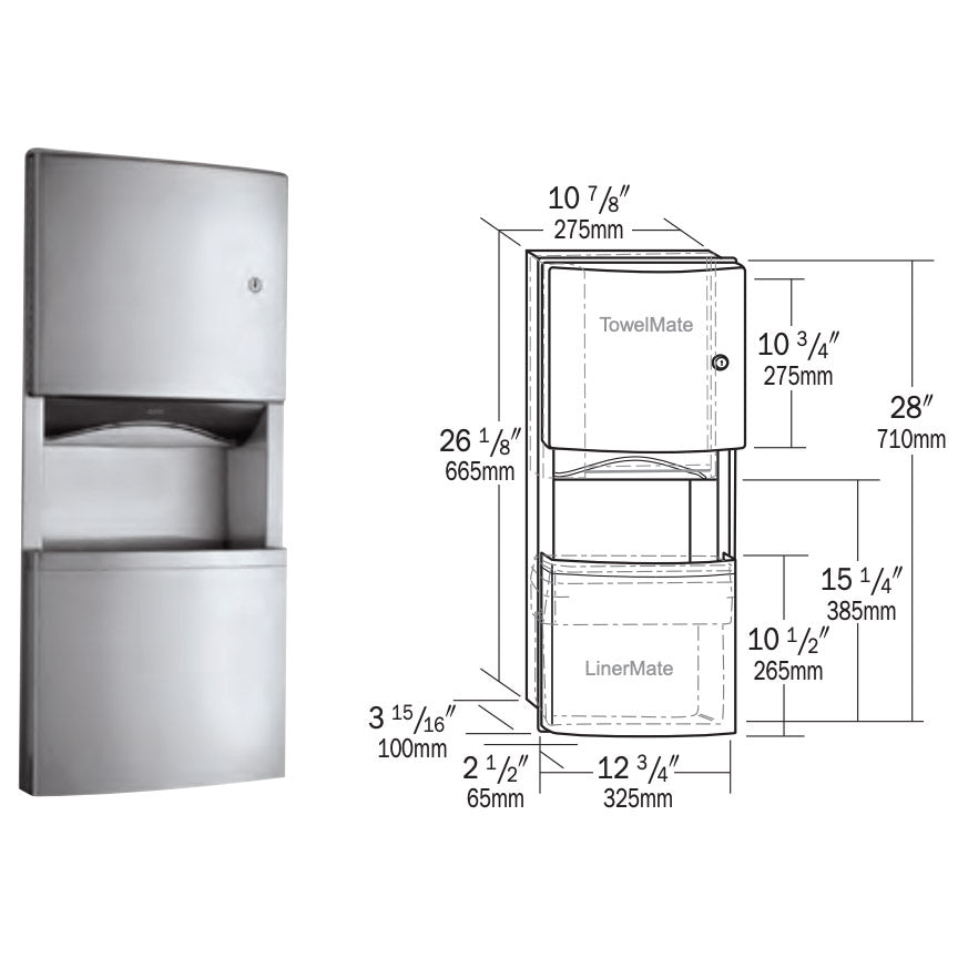 0469 ASI 0469 Combination Commercial Paper Towel Dispenser/Waste Receptacle ...