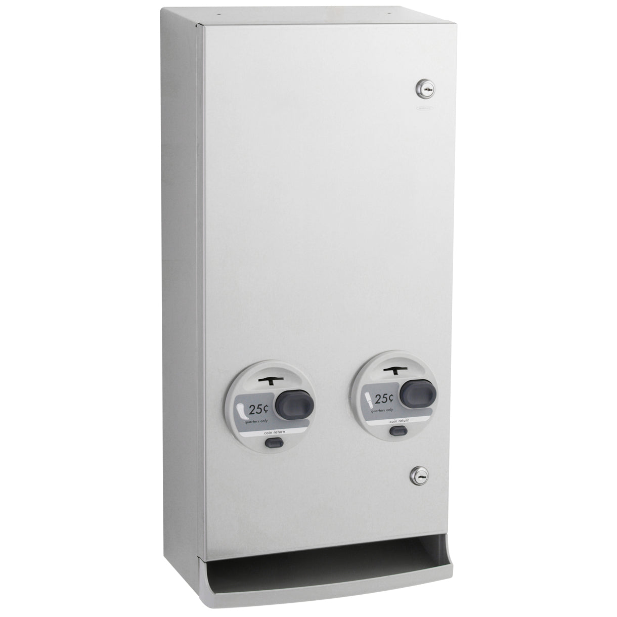 Bobrick B-2706 25 Commercial Restroom Sanitary Napkin/ Tampon Dispenser, 25 Cents, Surface-Mounted, Stainless Steel